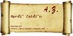 Apró Zalán névjegykártya